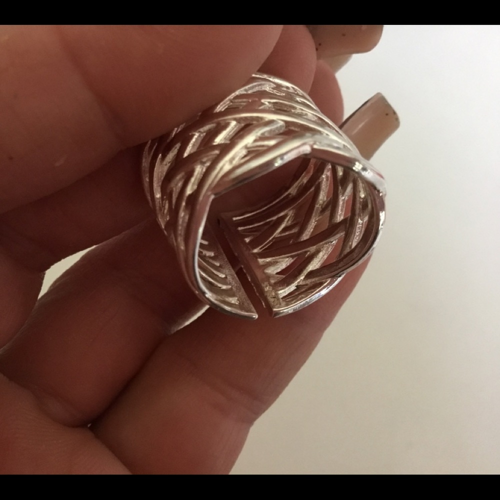 Sterling Silver Ring Fashion Weaving Net Ring - Picture 5 of 5